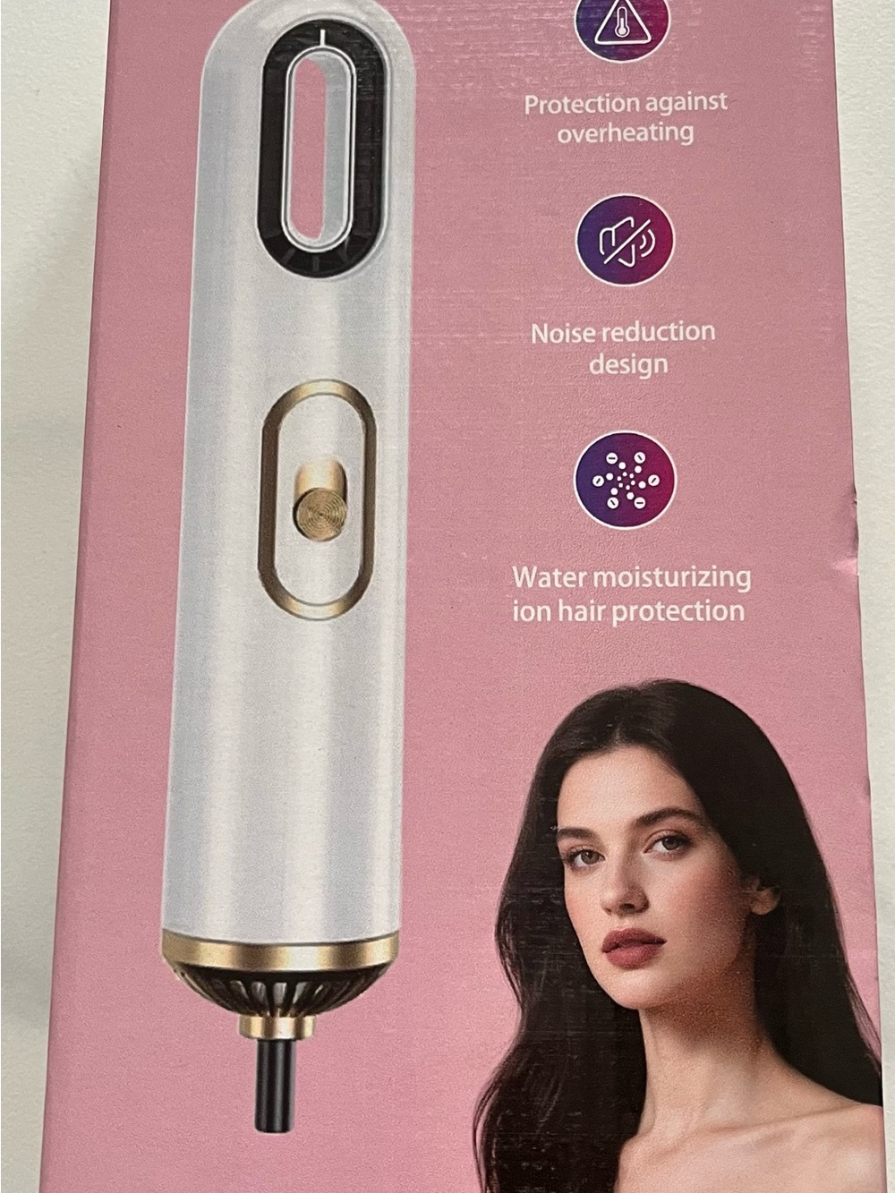 White and Gold Women’s Hair Dryer with Moisturizing Ion Protection